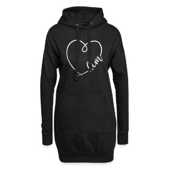 Kim Name Kalligrafie Herz - Hoodie-Kleid - Schwarz - Vorne