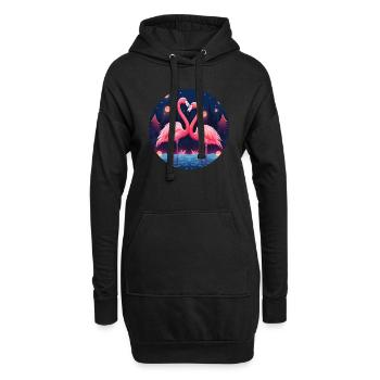 Flamingo Flock Tropical, Liebe Flamingos - Hoodie-Kleid - Schwarz - Vorne