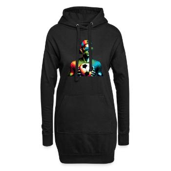 Un gars de football cool prêt pour le jour du match - Sweat-shirt à capuche long Femme - noir - Devant