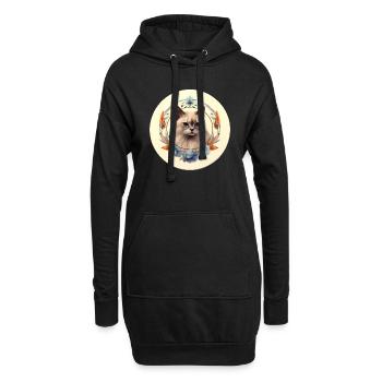 Burmesische Katze Boho Elemente, Katzen - Hoodie-Kleid - Schwarz - Vorne