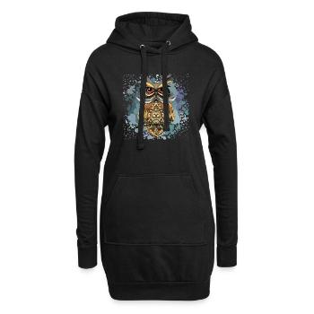 Vogel - Hoodie-Kleid - Schwarz - Vorne