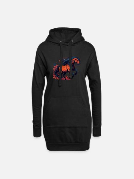Horse in the style of anime menga - Hoodie Dress - black