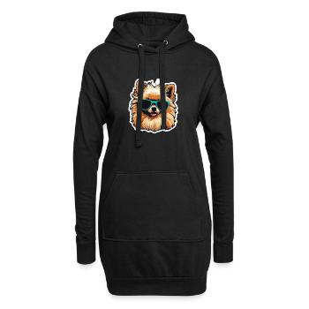 Dessin de Poméranie - Sweat-shirt à capuche long Femme - noir - Devant