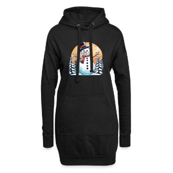 Dessin de Noël bonhomme de neige - Sweat-shirt à capuche long Femme - noir - Devant