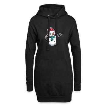 Dessin de Noël bonhomme de neige - Sweat-shirt à capuche long Femme - noir - Devant