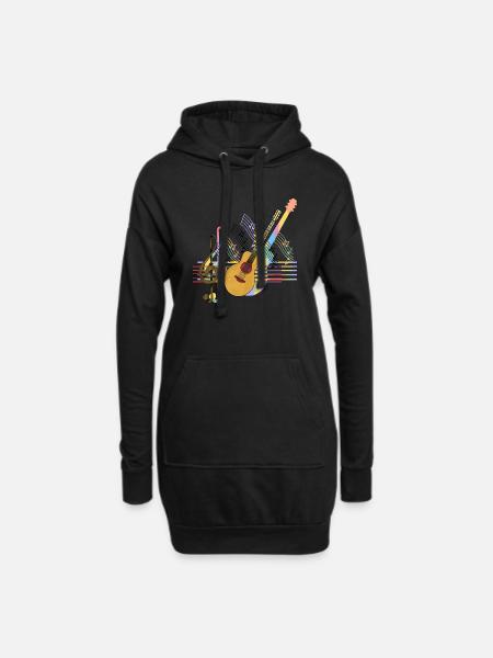 Gitarre - Hoodie-Kleid - Schwarz
