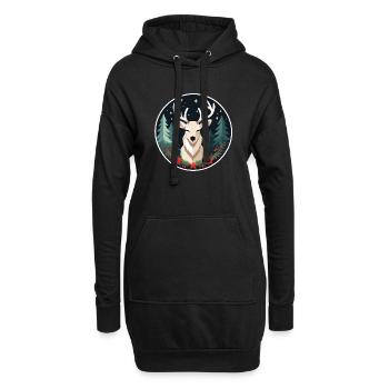 Dessin de Noël de renne - Sweat-shirt à capuche long Femme - noir - Devant