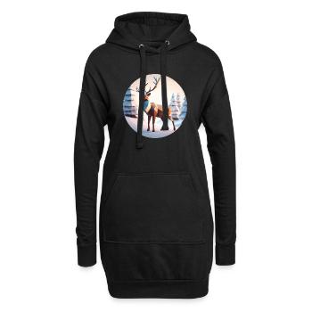 Rennes Low Poly Noël - Sweat-shirt à capuche long Femme - noir - Devant