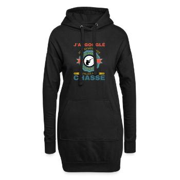 Chasse chasseur j'ai gouglé mes symptômes - Sweat-shirt à capuche long Femme - noir - Devant