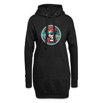 Mädchen Weihnachten Illustration - Hoodie-Kleid - Schwarz - Vorne