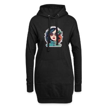 Mädchen Weihnachten Zeichnung - Hoodie-Kleid - Schwarz - Vorne