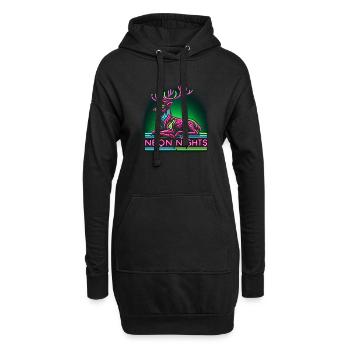 Rennes de nuits au néon - Sweat-shirt à capuche long Femme - noir - Devant