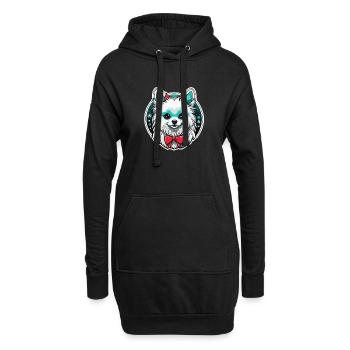 Illustration de Noël poméranien - Sweat-shirt à capuche long Femme - noir - Devant