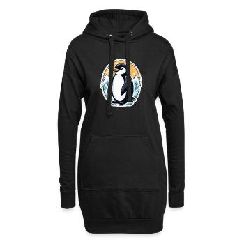Pinguin Weihnachten Illustration - Hoodie-Kleid - Schwarz - Vorne
