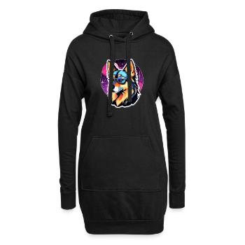 Illustration de berger allemand - Sweat-shirt à capuche long Femme - noir - Devant