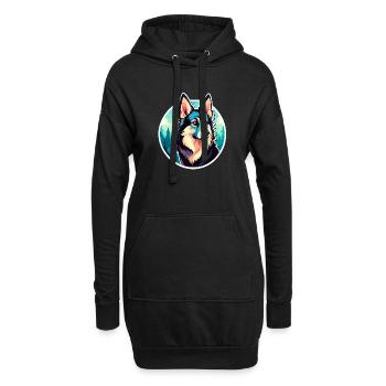 Illustration de berger allemand - Sweat-shirt à capuche long Femme - noir - Devant