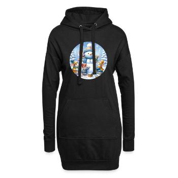 Mäuse bauen Schneemann - Hoodie-Kleid - Schwarz - Vorne