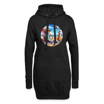 Rats sur la plage - Sweat-shirt à capuche long Femme - noir - Devant