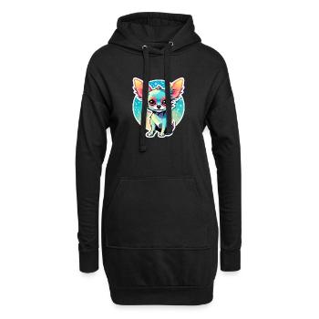 Chihuahua Hund Zeichnung - Hoodie-Kleid - Schwarz - Vorne