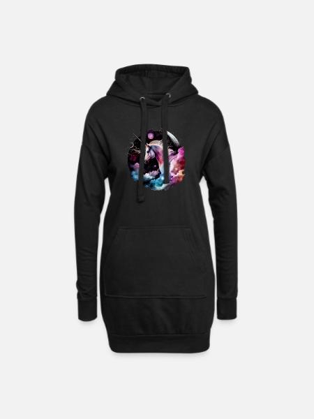 Magic unicorn - Hoodie Dress - black