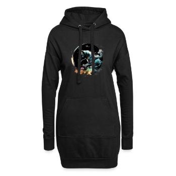 Licorne de nuit - Sweat-shirt à capuche long Femme - noir - Devant
