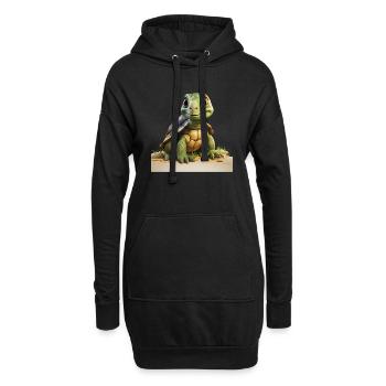 Petite tortue drôle - Sweat-shirt à capuche long Femme - noir - Devant