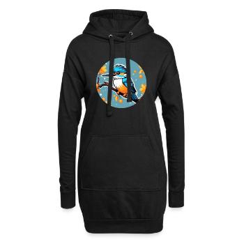 Dessin d’oiseau martin-pêcheur - Sweat-shirt à capuche long Femme - noir - Devant