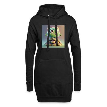 niedliches monster beängstigend lustig gruselig sitzt auf einem haufen - Hoodie-Kleid - Schwarz - Vorne
