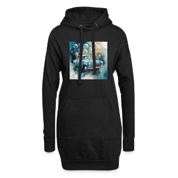 Vieille voiture avec des bulles de savon à l’aquarelle. - Sweat-shirt à capuche long Femme - noir - Devant