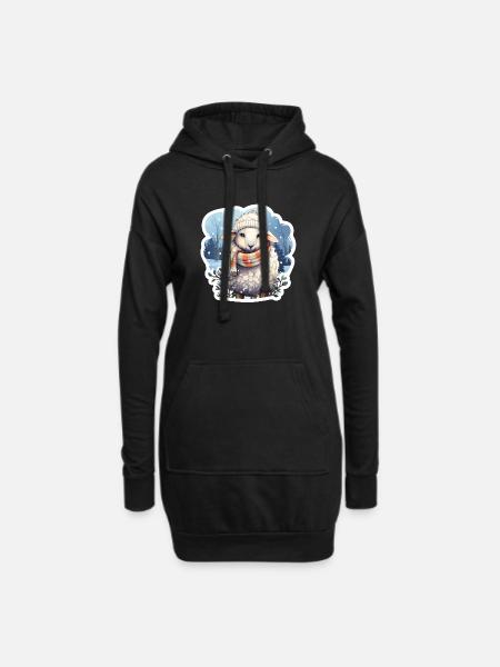 Winterschäfchen - Hoodie-Kleid - Schwarz
