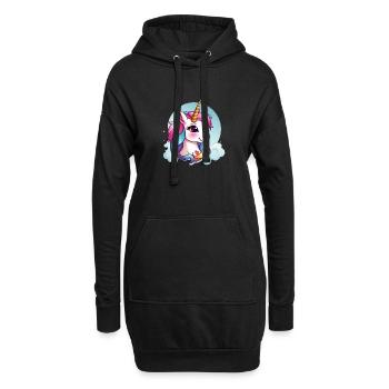 Logo enfant licorne joyeuse - Sweat-shirt à capuche long Femme - noir - Devant