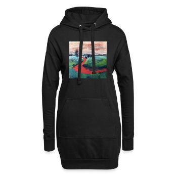 roter Flussverlauf - Hoodie-Kleid - Schwarz - Vorne