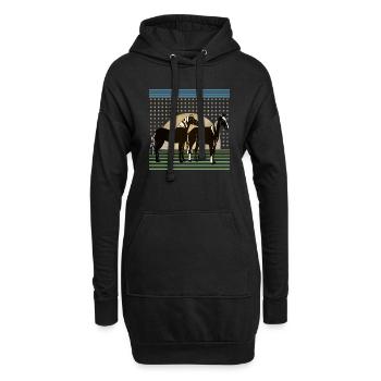 Chevaux - Sweat-shirt à capuche long Femme - noir - Devant