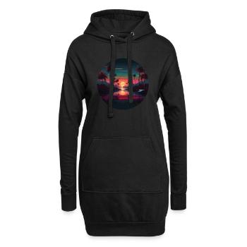Vintage coucher de soleil graphique des années 70 Retrowave Illustration - Sweat-shirt à capuche long Femme - noir - Devant