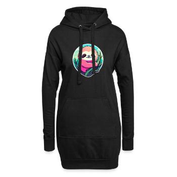 Dessin paresseux - Sweat-shirt à capuche long Femme - noir - Devant