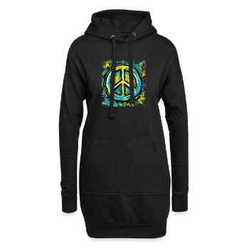 Peace Zeichen Friede in der Ukraine - Hoodie-Kleid - Schwarz - Vorne