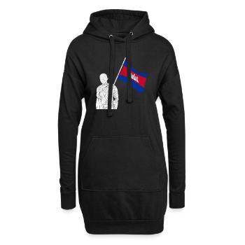 Temple du Cambodge Khmer Vintage drapeau je cadeau - Sweat-shirt à capuche long Femme - noir - Devant