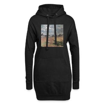 Landschaft mit Bergen - Hoodie-Kleid - Schwarz - Vorne