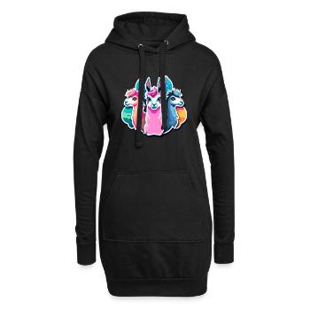 Illustration d’alpaga lama - Sweat-shirt à capuche long Femme - noir - Devant