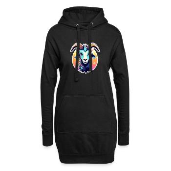 Illustration de chèvre - Sweat-shirt à capuche long Femme - noir - Devant