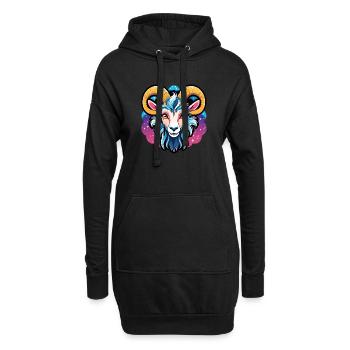 Illustration de chèvre - Sweat-shirt à capuche long Femme - noir - Devant