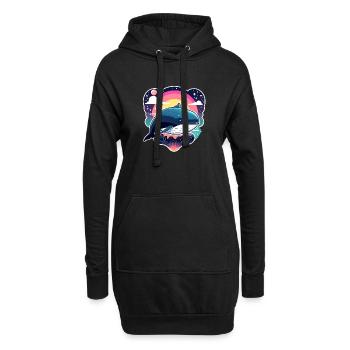 Wal Illustration - Hoodie-Kleid - Schwarz - Vorne