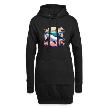 Wal Illustration - Hoodie-Kleid - Schwarz - Vorne