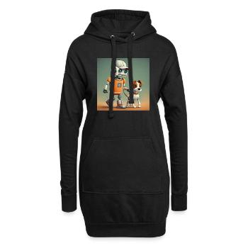 mignon petit orange futuriste vintage robots - Sweat-shirt à capuche long Femme - noir - Devant