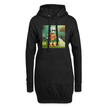 mignon petit robot vintage futuriste orange - Sweat-shirt à capuche long Femme - noir - Devant