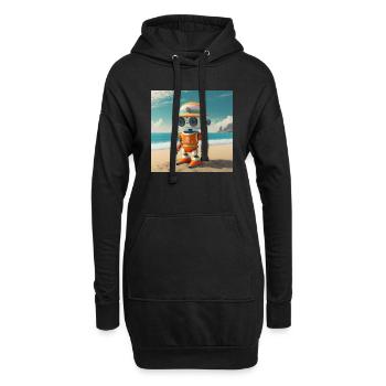 mignon petit robot vintage futuriste orange - Sweat-shirt à capuche long Femme - noir - Devant