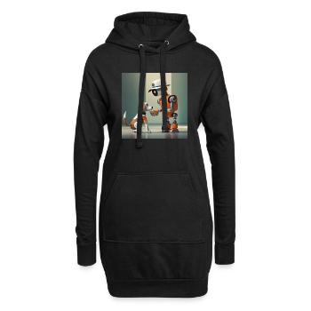 mignon petit orange futuriste vintage robots - Sweat-shirt à capuche long Femme - noir - Devant