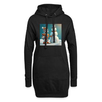 mignon petit robot vintage futuriste orange - Sweat-shirt à capuche long Femme - noir - Devant