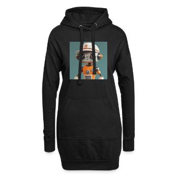 mignon petit robot vintage futuriste orange - Sweat-shirt à capuche long Femme - noir - Devant