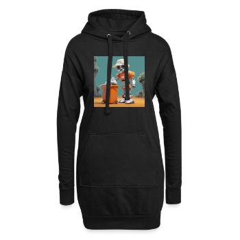 mignon petit robot vintage futuriste orange - Sweat-shirt à capuche long Femme - noir - Devant